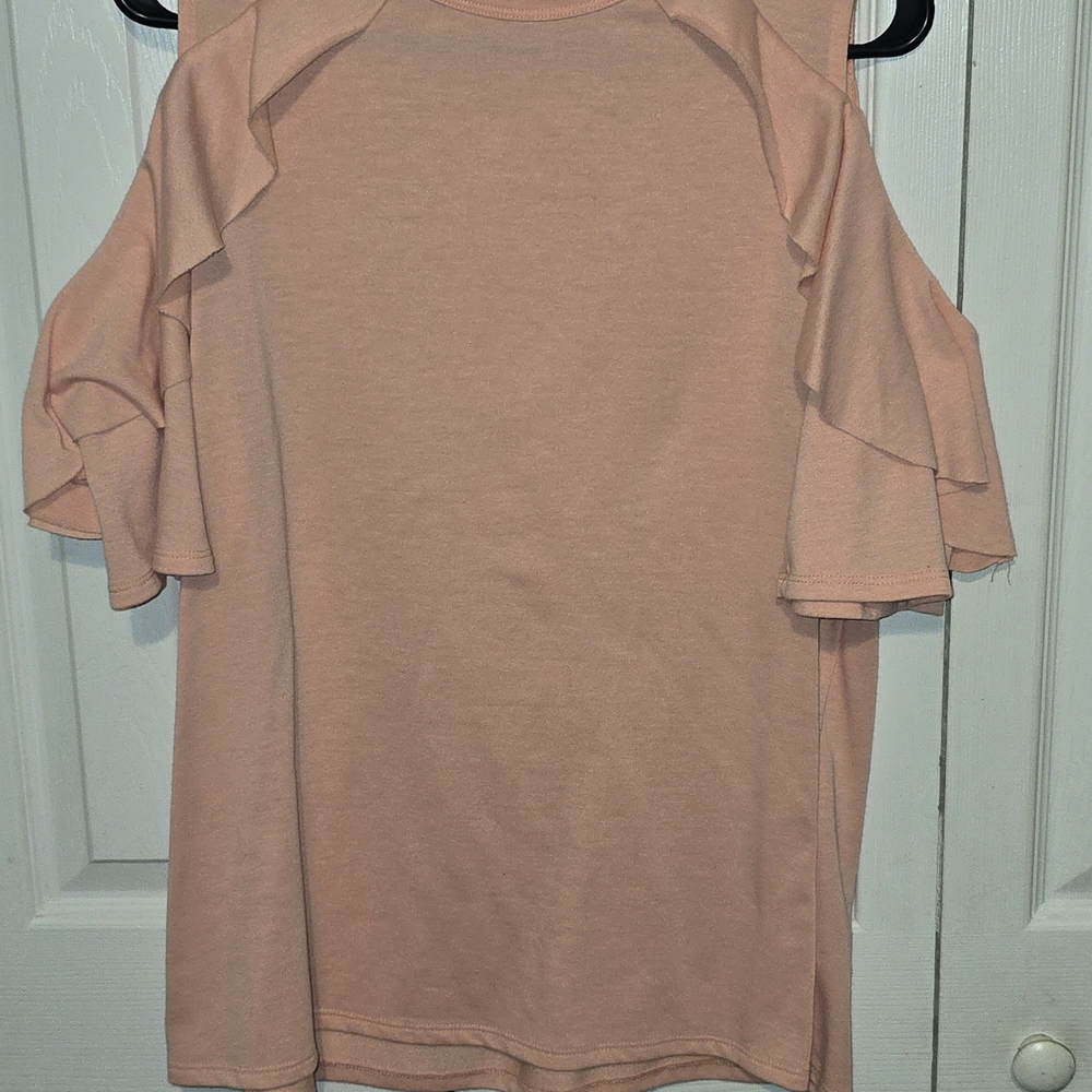 1.4.3. Story by Line Up Ruffled Sleeve Tee - Peach